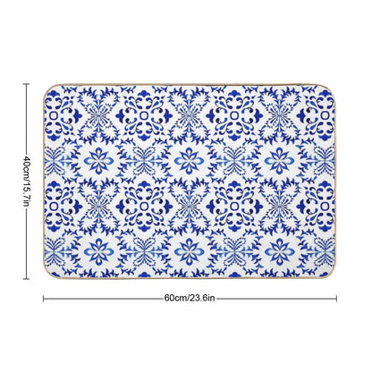Azulejo Portuguese Tile Watercolor Artwork 19 Bath Mat