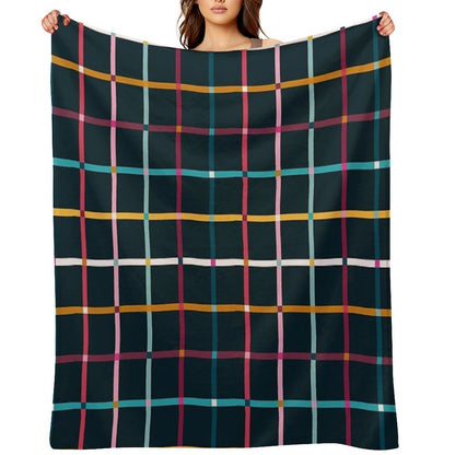 Hand Drawn Plaid Pattern Throw Blanket