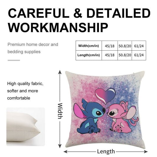 Stitch And Angel Linen Throw Pillow Cover