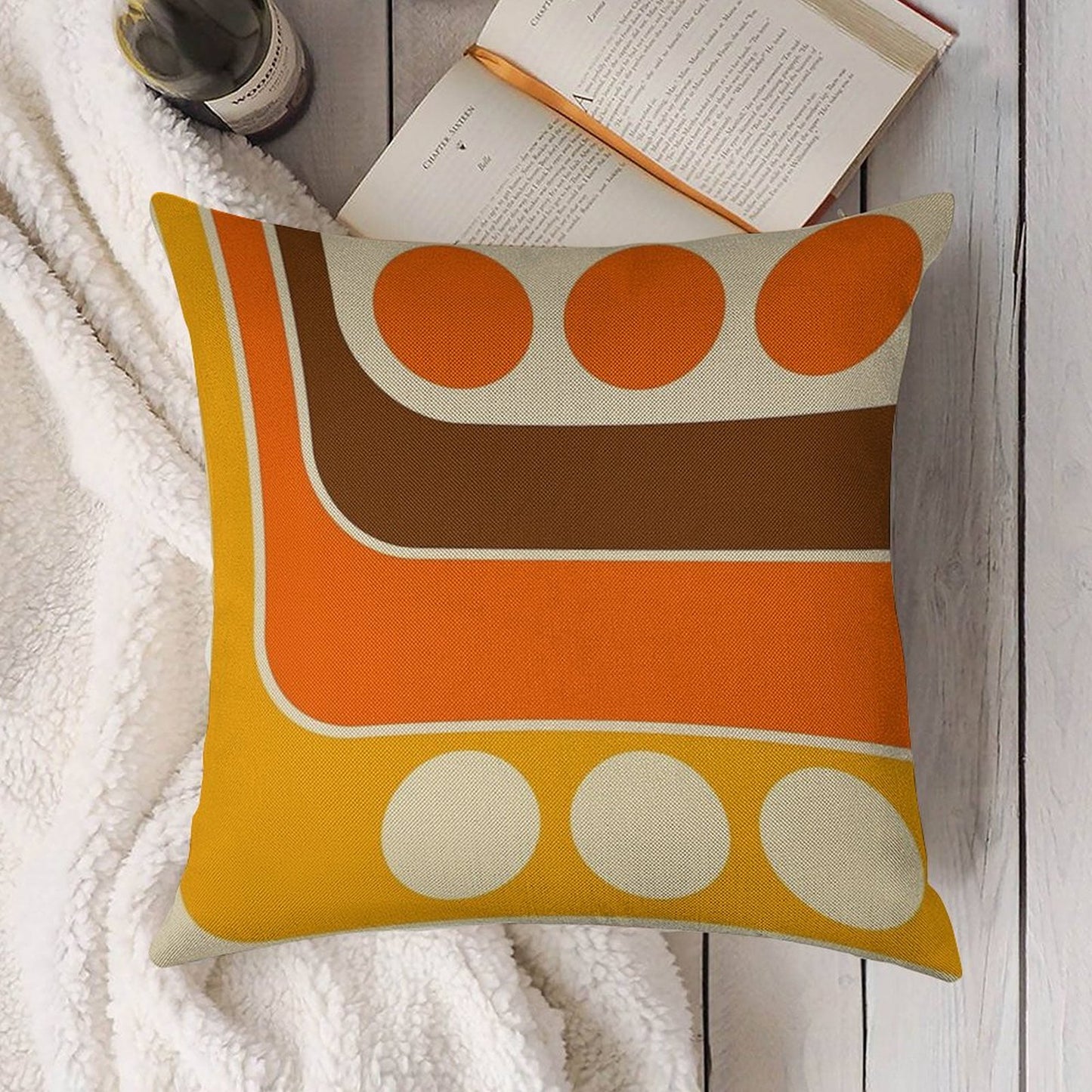 Retro Geometric Design 653 Linen Throw Pillow Cover