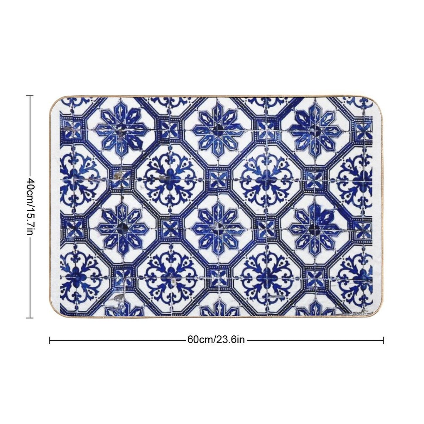 Blue And White Portuguese Tile Bath Mat