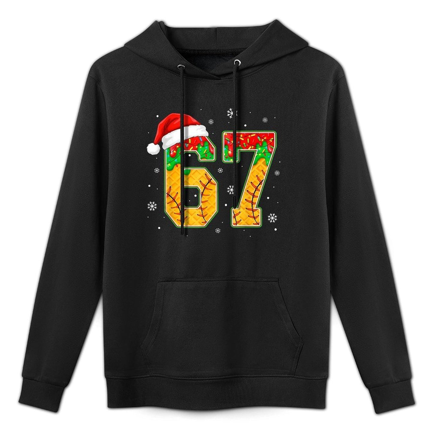 Funny Meme 67 Christmas Baseball Ice Cream Men Boy Xmas Shrink-Resistant Hoodie