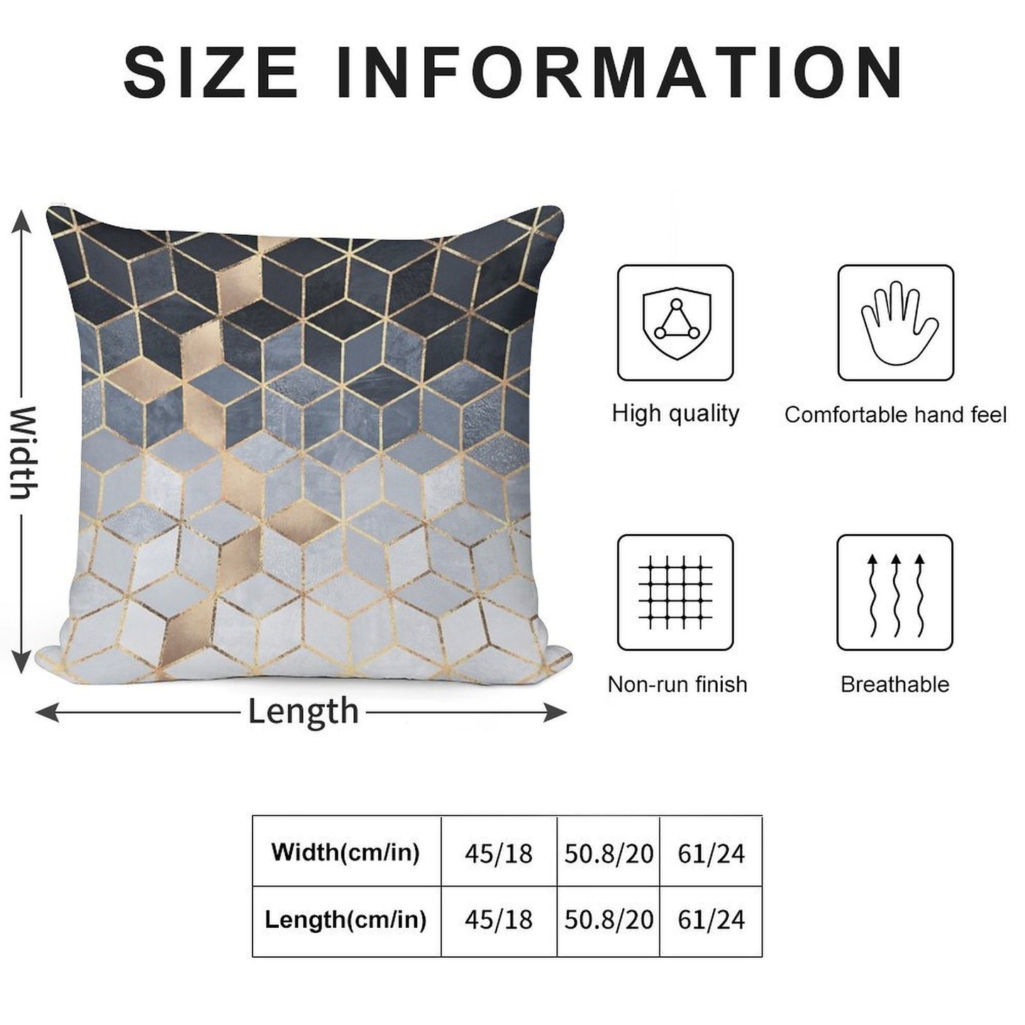 Soft Blue Gradient Cubes Soft Washable Throw Pillow