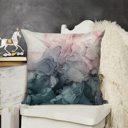Blush And Payne's Grey Flowing Abstract Painting Linen Throw Pillow Cover