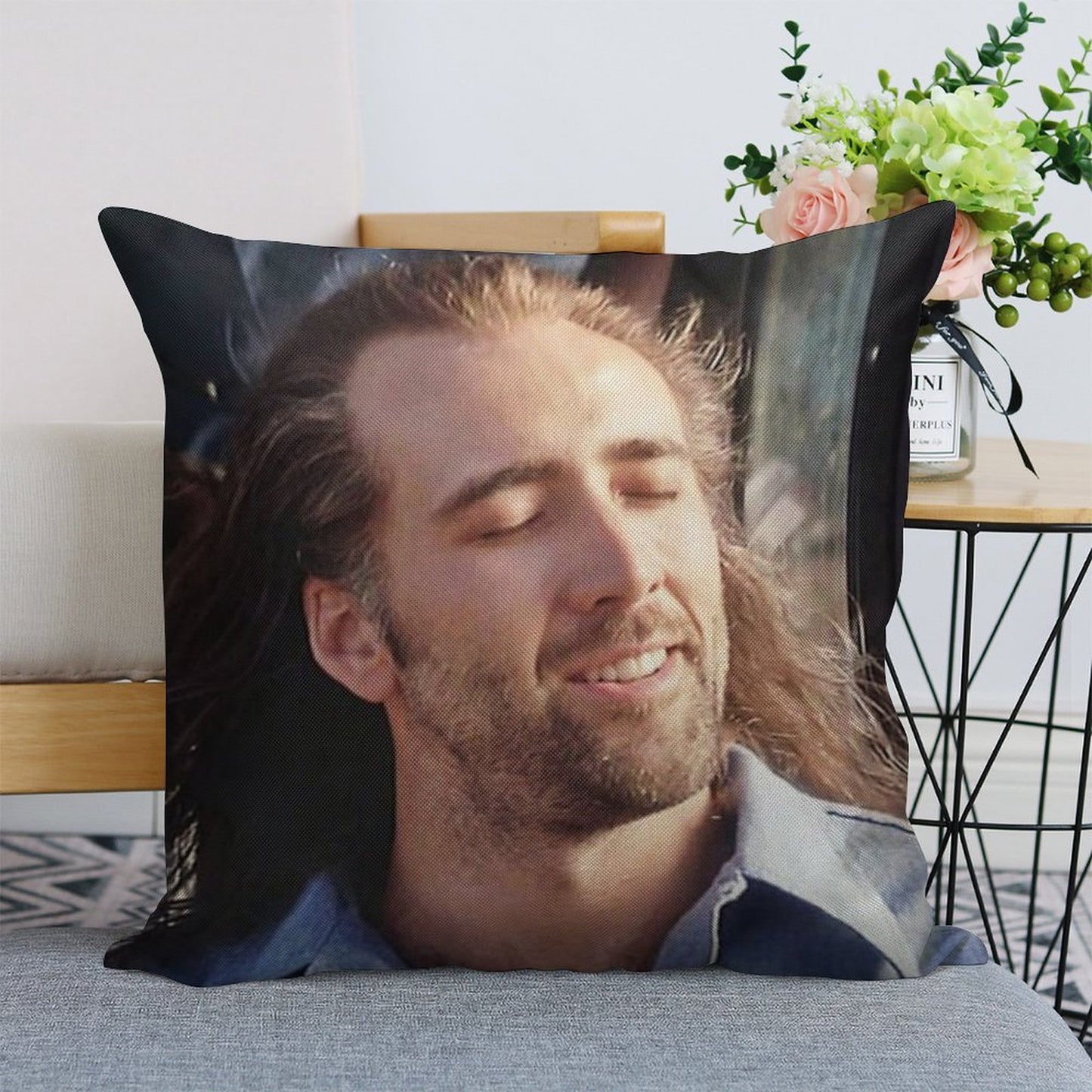 Nicolas Cage Linen Throw Pillow Cover