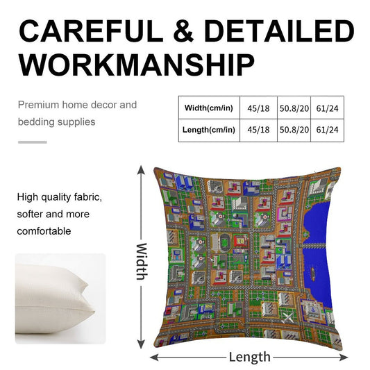 SimCity 1 No Logo Sim City Zoom - HD Linen Throw Pillow Cover