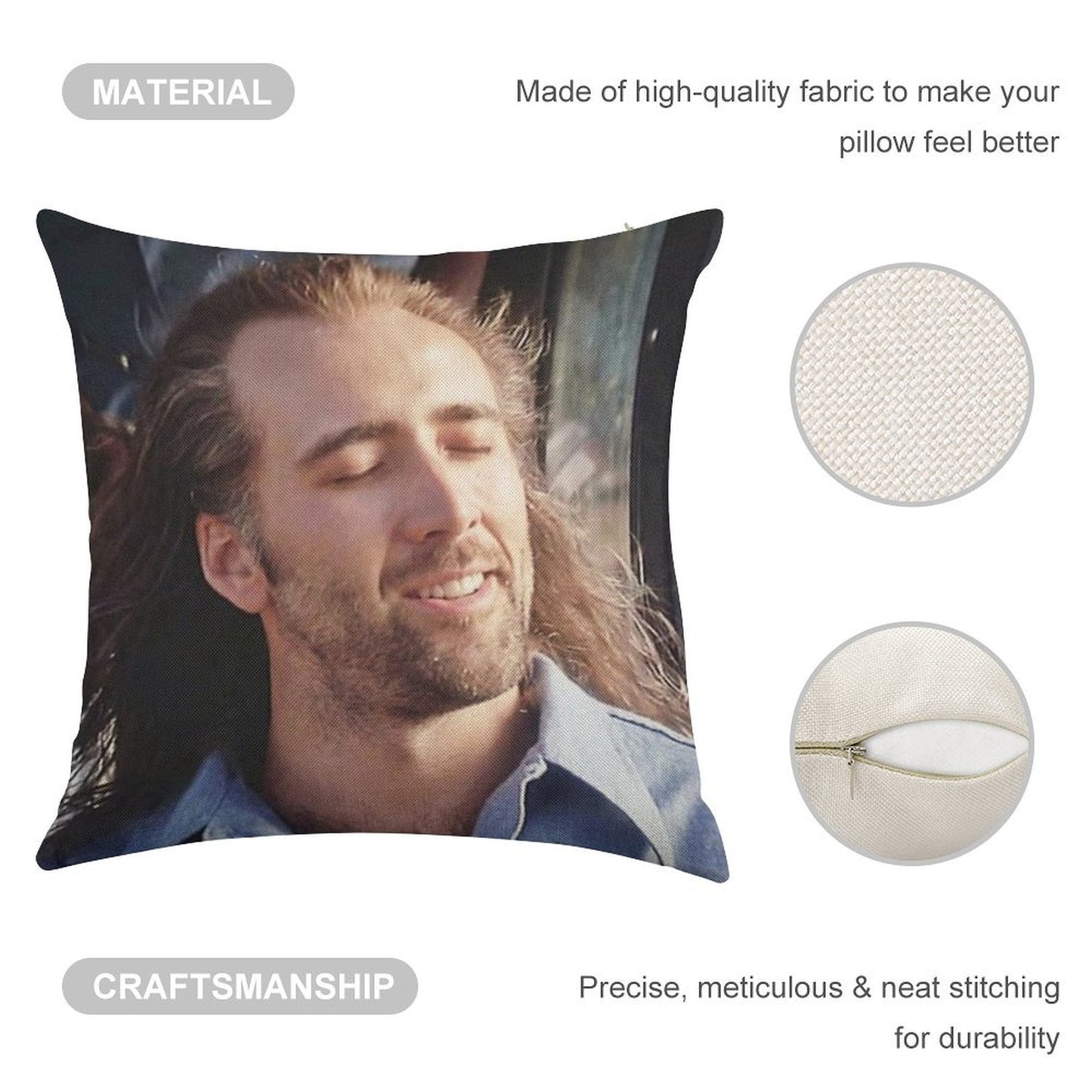 Nicolas Cage Linen Throw Pillow Cover