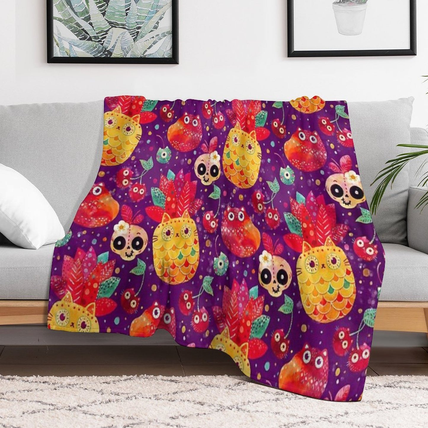 Mexican Tutti Frutti Throw Blanket