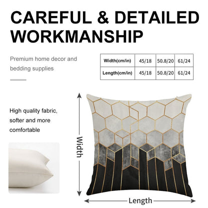 Charcoal Hexagons Linen Throw Pillow Cover
