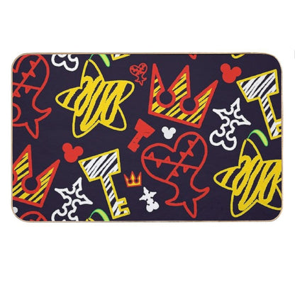 Kingdom Hearts Crayon Style Pattern - Bright Bath Mat