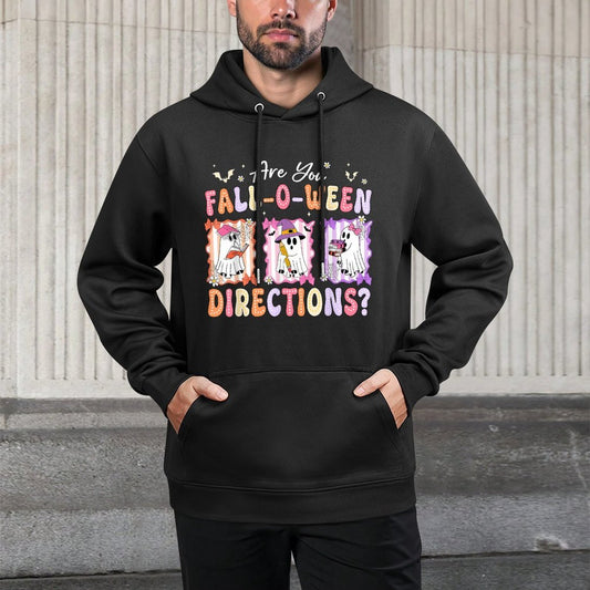Retro Are You Fall O Ween Directions Teacher Halloween Ghost Colorfast Hoodie