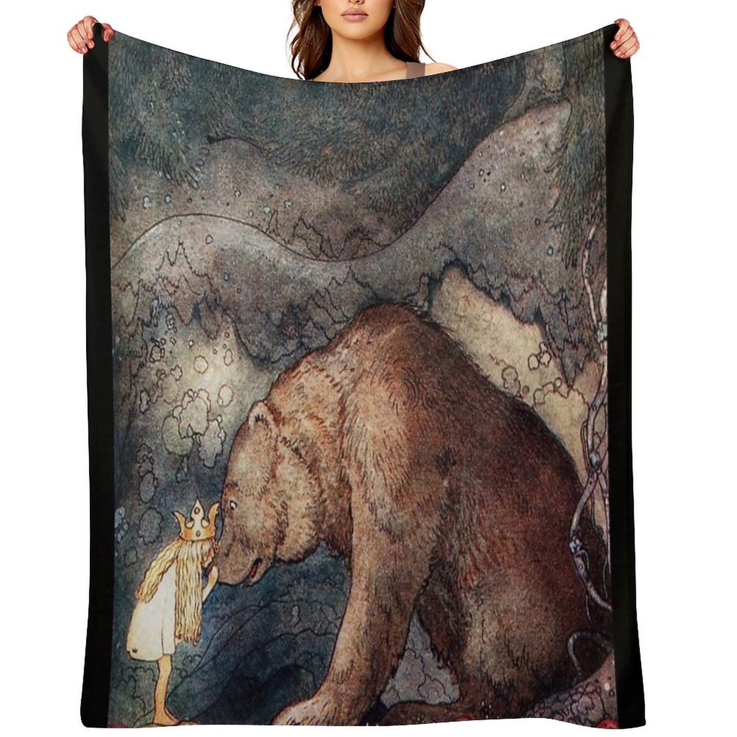 John Bauer Poor Little Bear-artist John Bauer Throw Blanket