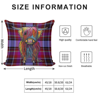 SCoTTiSH HiGHLaND CoW ' TaRTaN BRaVe ONe ' by SHiRLeY MacARTHuR Soft Ultra-Soft Texture Throw Pillow