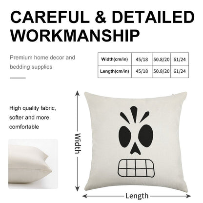 Manny Calavera Linen Throw Pillow Cover