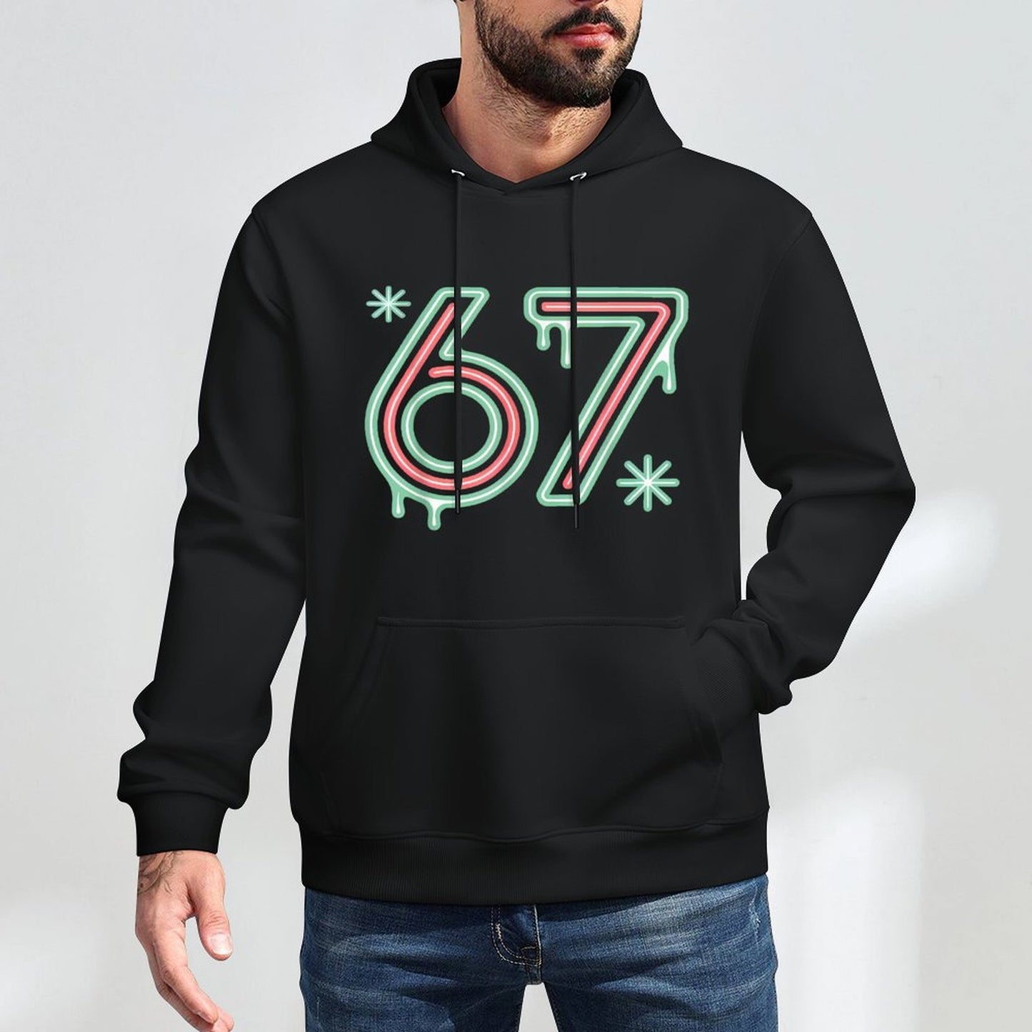67 Meme Funny Six Seven Alpha Slang Kangaroo Pocket Hoodie