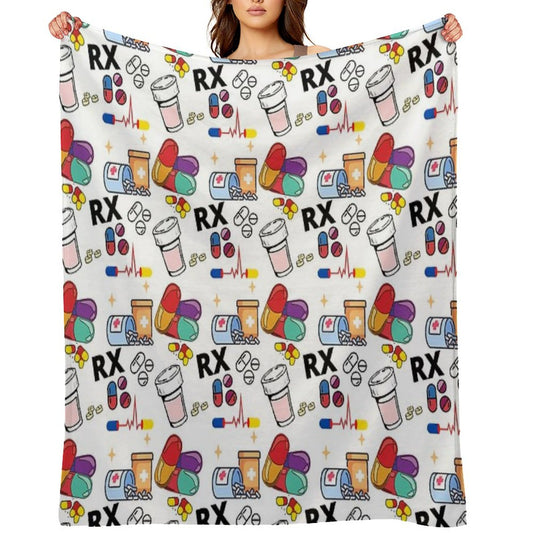 Pharmacy Pattern Pills RX Throw Blanket