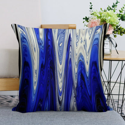Zigzag Cobalt Blue Linen Throw Pillow Cover