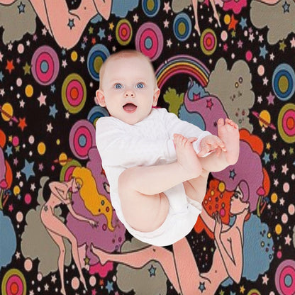 Space Girls Black Backround Throw Blanket