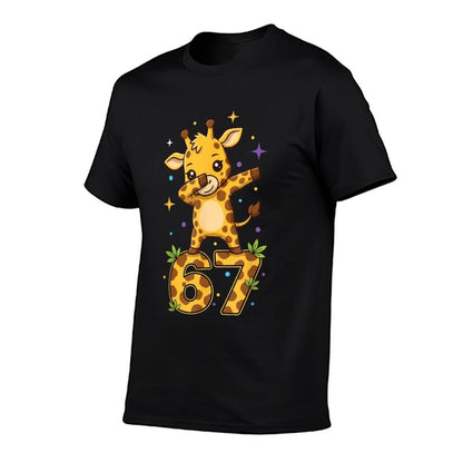 Dabbing Giraffe 67 Funny Six Seven Gen Z Slang Meme Cute  High-quality Stitching T-Shirt