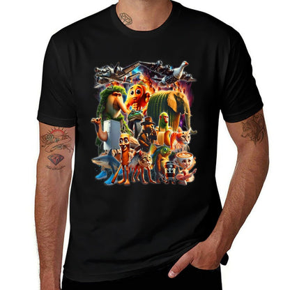 Italian-Brainrot AI Generated Animals Gen Z Men Women Youth  Heathered Texture T-Shirt