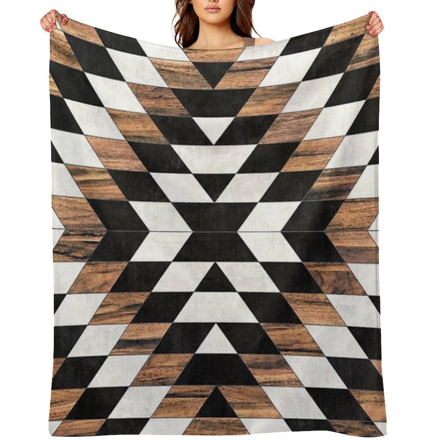 Urban Tribal Pattern No.13 - Aztec - Concrete And Wood Throw Blanket