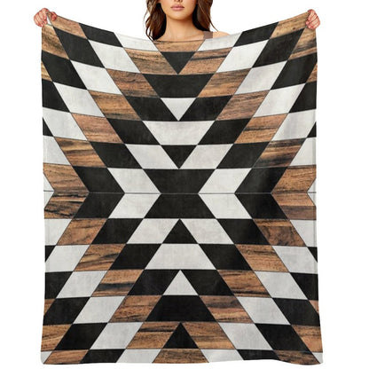 Urban Tribal Pattern No.13 - Aztec - Concrete And Wood Throw Blanket