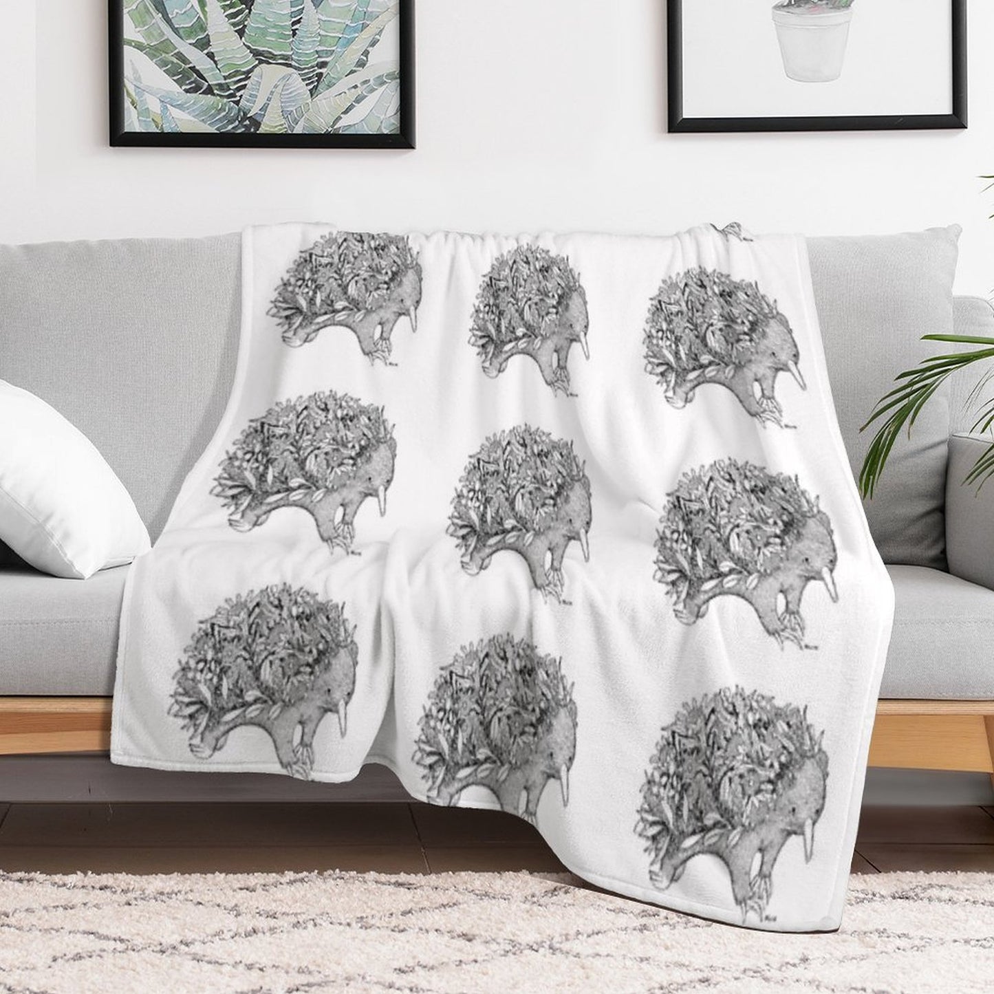 Botanical Echidna Throw Blanket