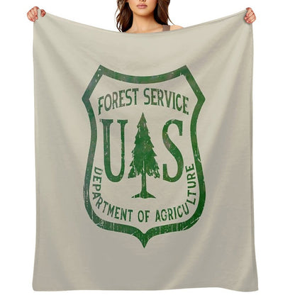 Forest Service Vintage Green Emblem Throw Blanket