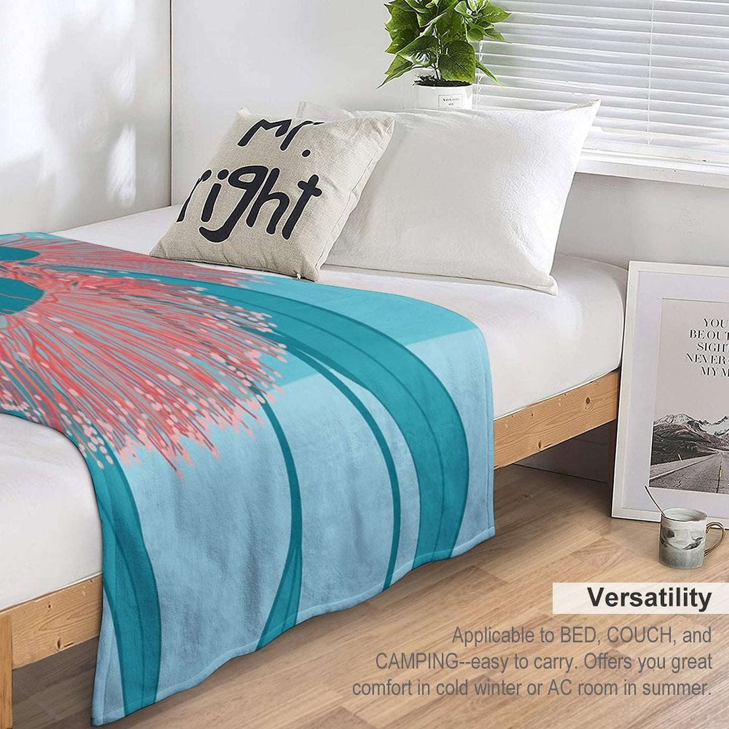 Gum Blossom Eucalyptus Pink Blue Throw Blanket