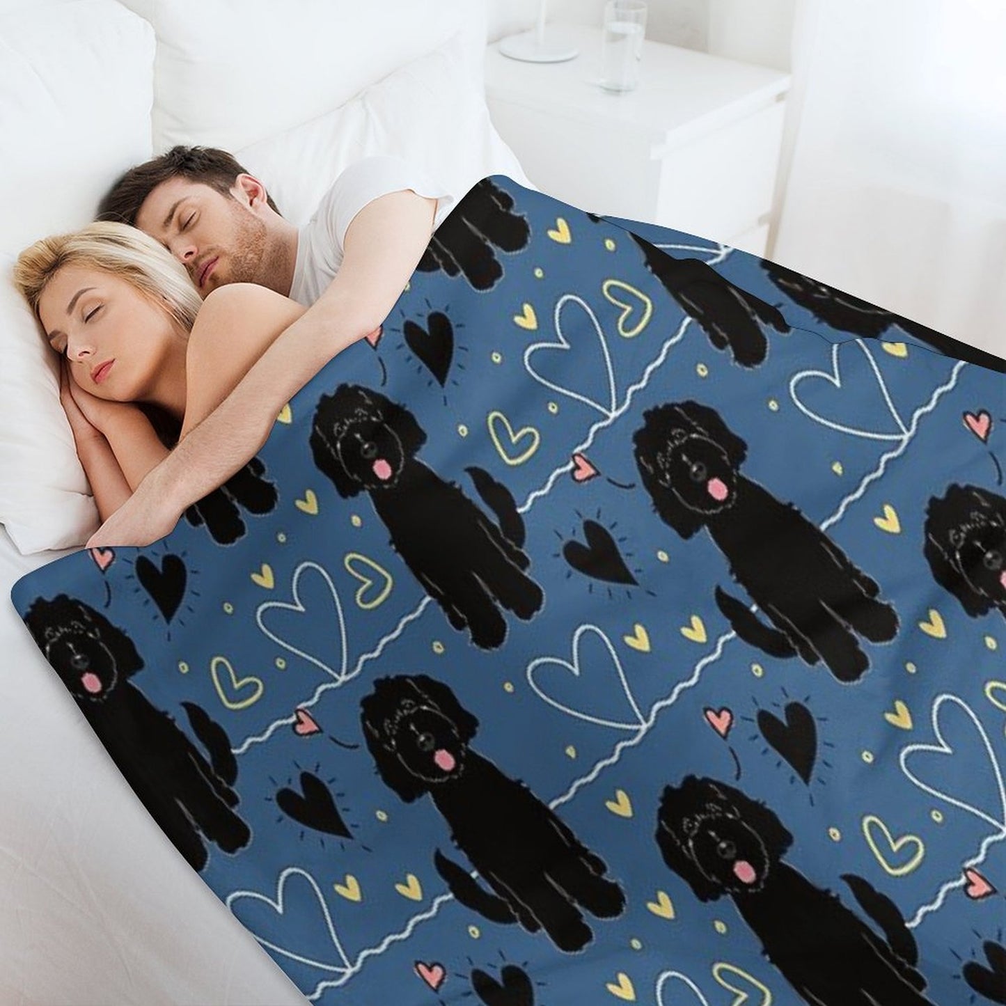 LOVE Black Goldendoodle Dog Throw Blanket