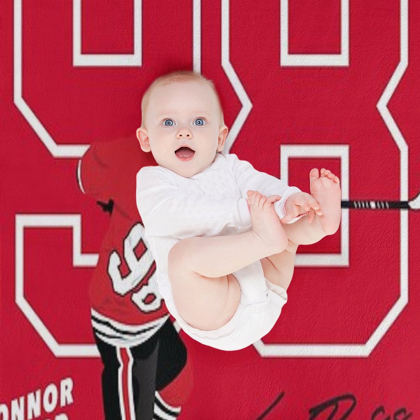 Connor Bedard Blackhawks #98 Signature Art Throw Blanket