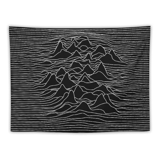 Black And White Illustration - Sound Wave Graphic  - Black Tapestry