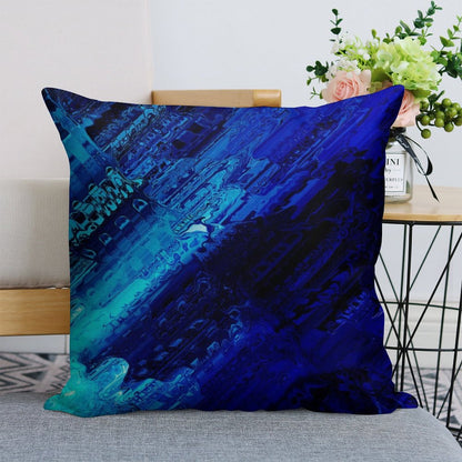 Cobalt Linen Throw Pillow Cover