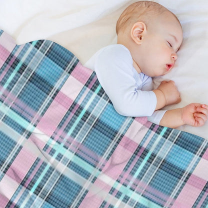 Trans Flag Pink, Blue And White Check Pattern Throw Blanket
