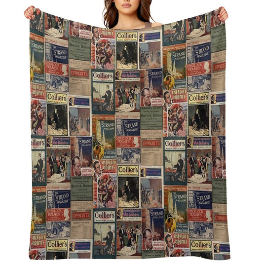 Sherlock Holmes - Vintage Magazines Throw Blanket