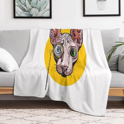 Sphinx Cat with Monocle Throw Blanket