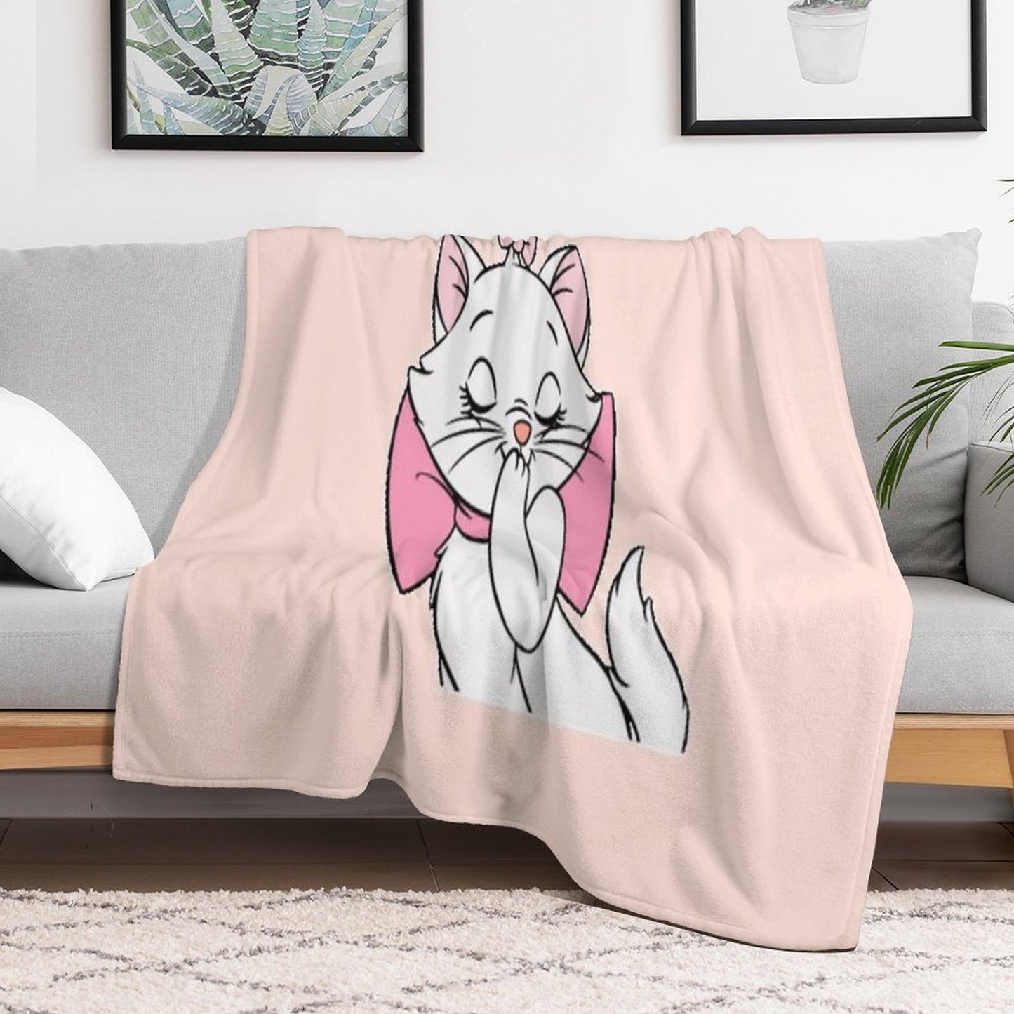 Marie Cute Aristocats. Beautiful Kitty. Cartoon Cat Teehee Throw Blanket