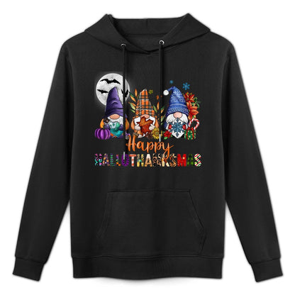 Halloween Thanksgiving Christmas Happy HalloThanksMas Gnome Moisture-Wicking Hoodie