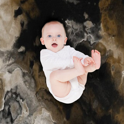 Black Gold And White Abstract Throw Blanket