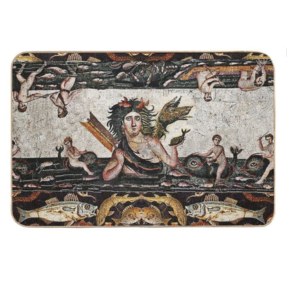 THALASSA SEA GODDESS WITH SNAKE DRAGON ,DOLPHINS,FISHES,NAUTICAL ,OCEAN - SEA LIFE MOSAICS Bath Mat