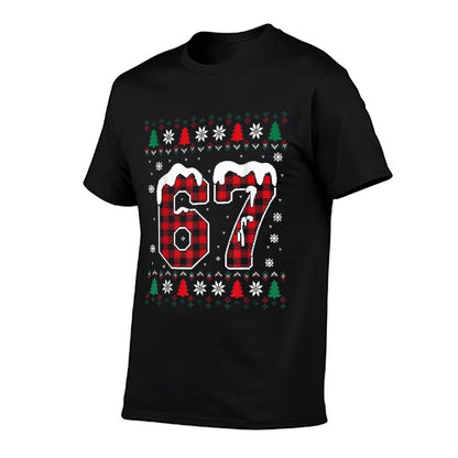 Funny 67 Six Seven Meme Brainrot Cringe Christmas Pajamas  Durable T-Shirt