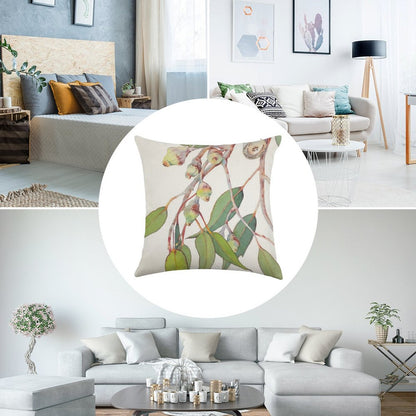 Australian Native Eucalyptus Tree Branch Watercolour Linen Throw Pillow Cover