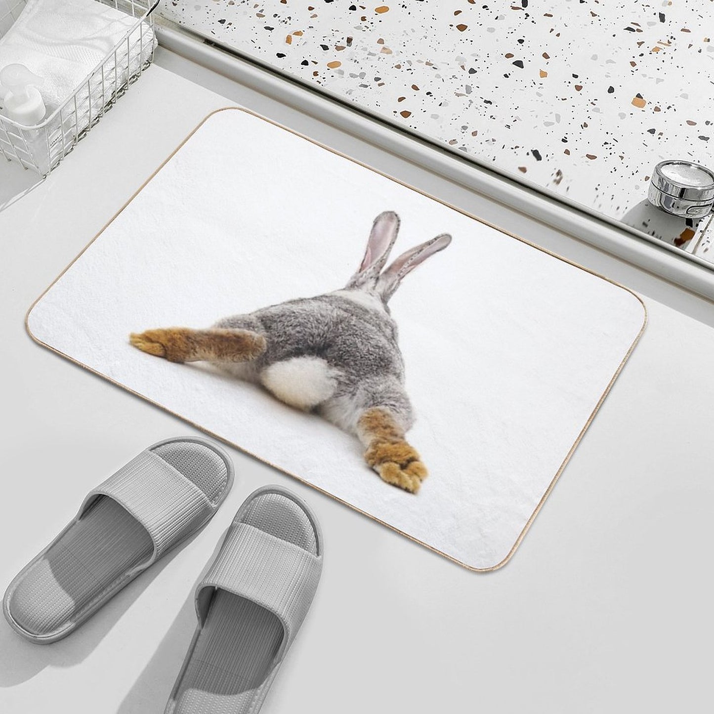 Just Relax Rabbit - View from Behind Bath Mat