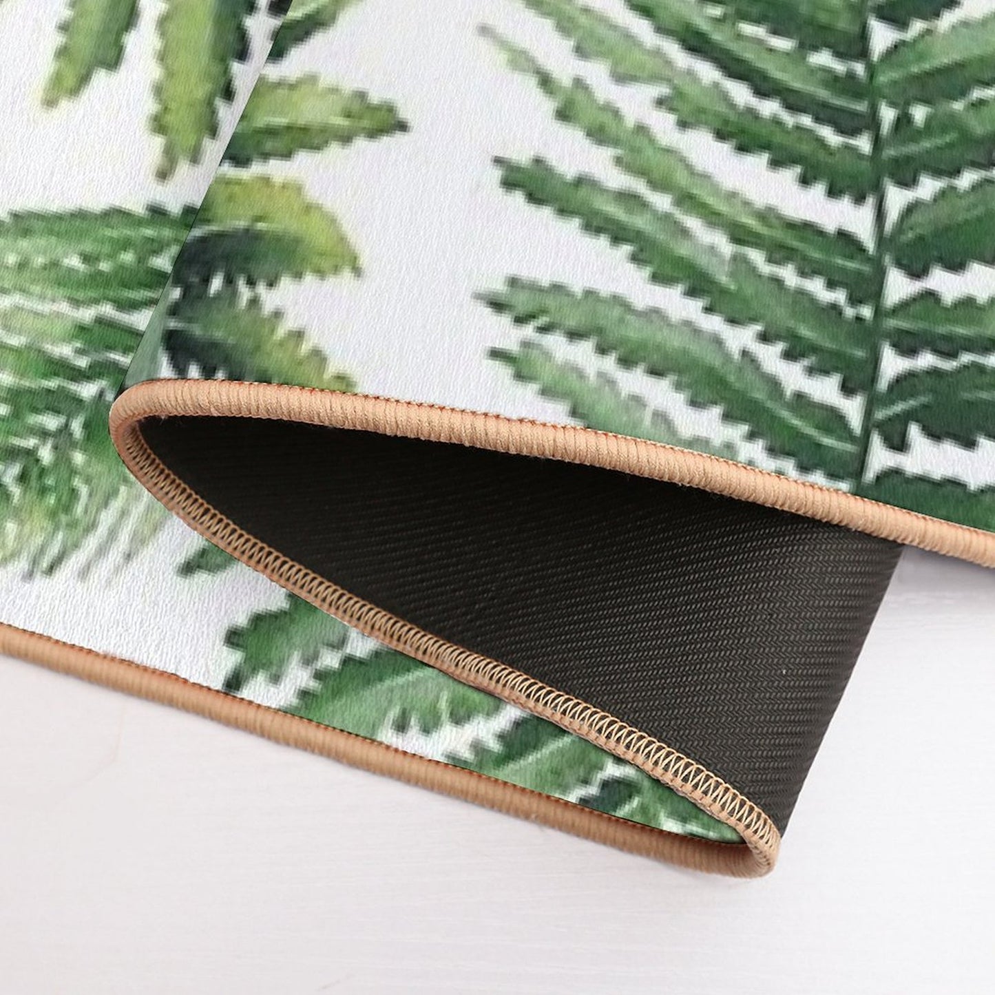 Watercolor Fern Leaves Bath Mat