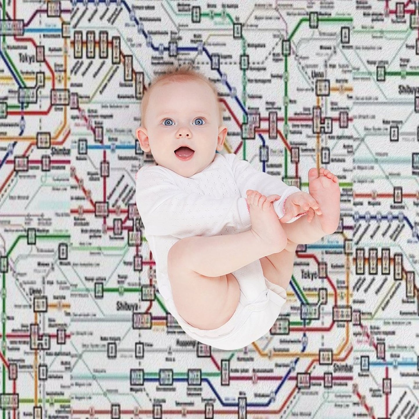 Tokyo Subway Map Clock Throw Blanket