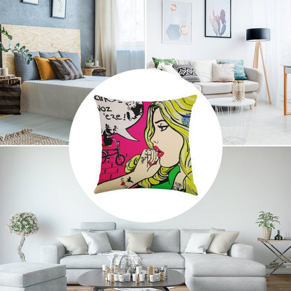 Banksy Goes Pop Art Linen Throw Pillow Cover