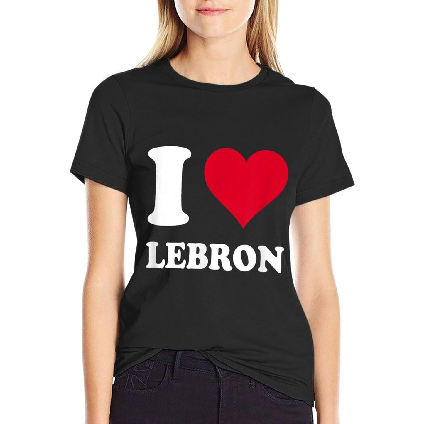 Red Heart I Love Lebron  Fade-proof Color T-Shirt