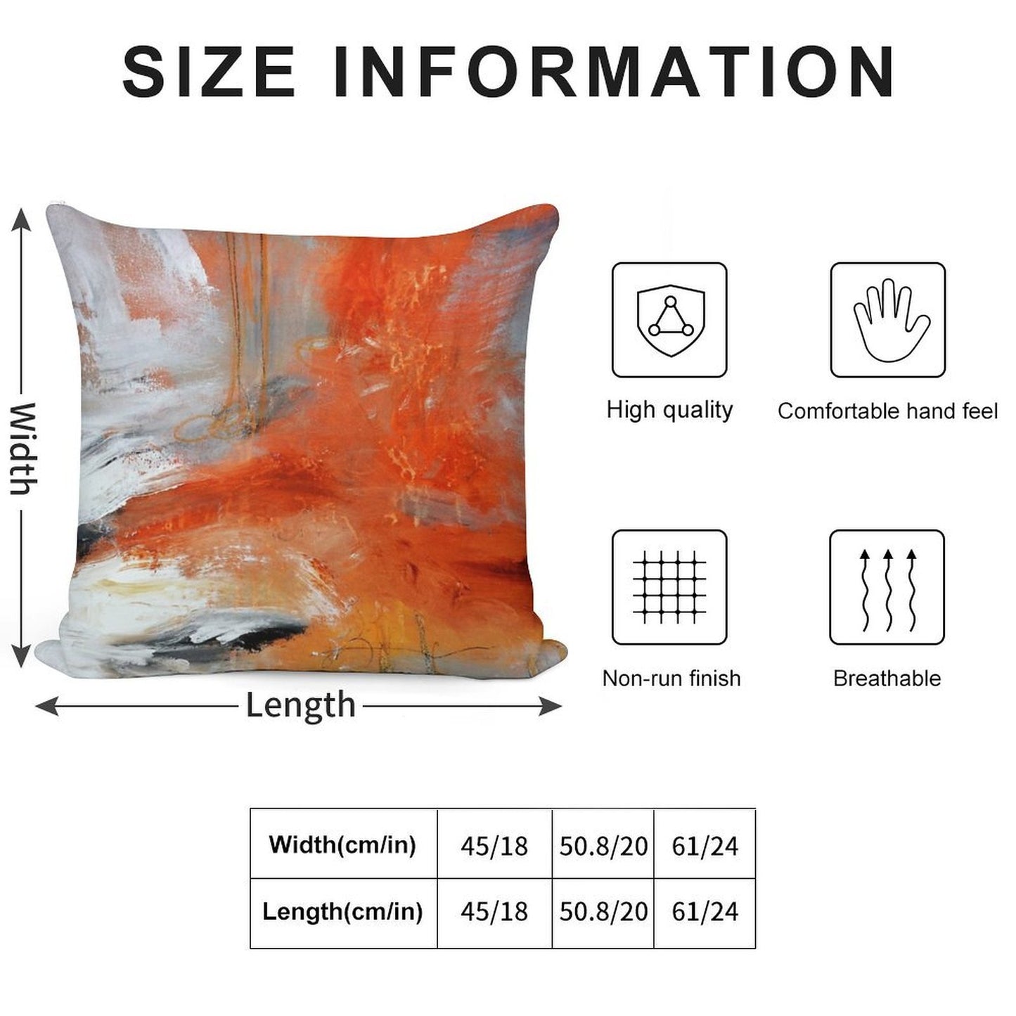 Red Orange Abstract Print Soft Luxury Feel Throw Pillow
