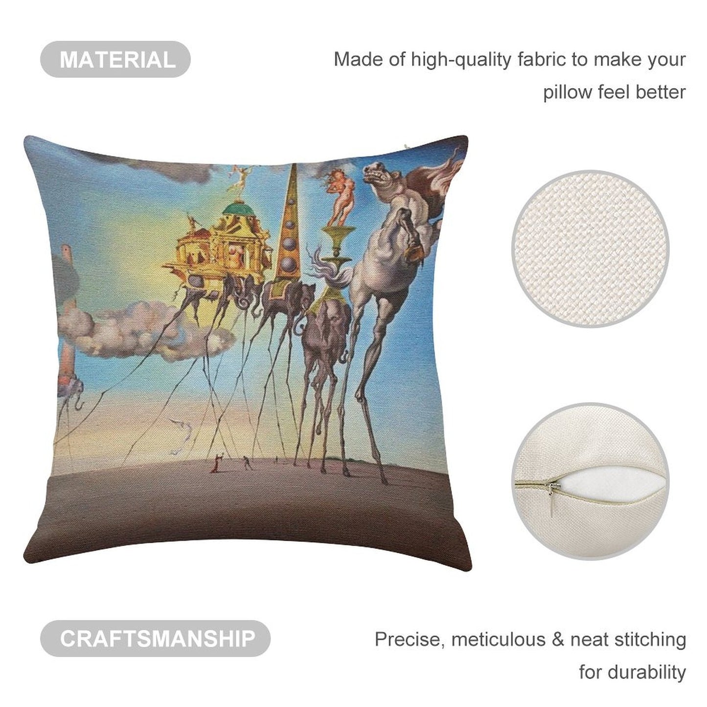 The Temptation of St. Anthony Linen Throw Pillow Cover