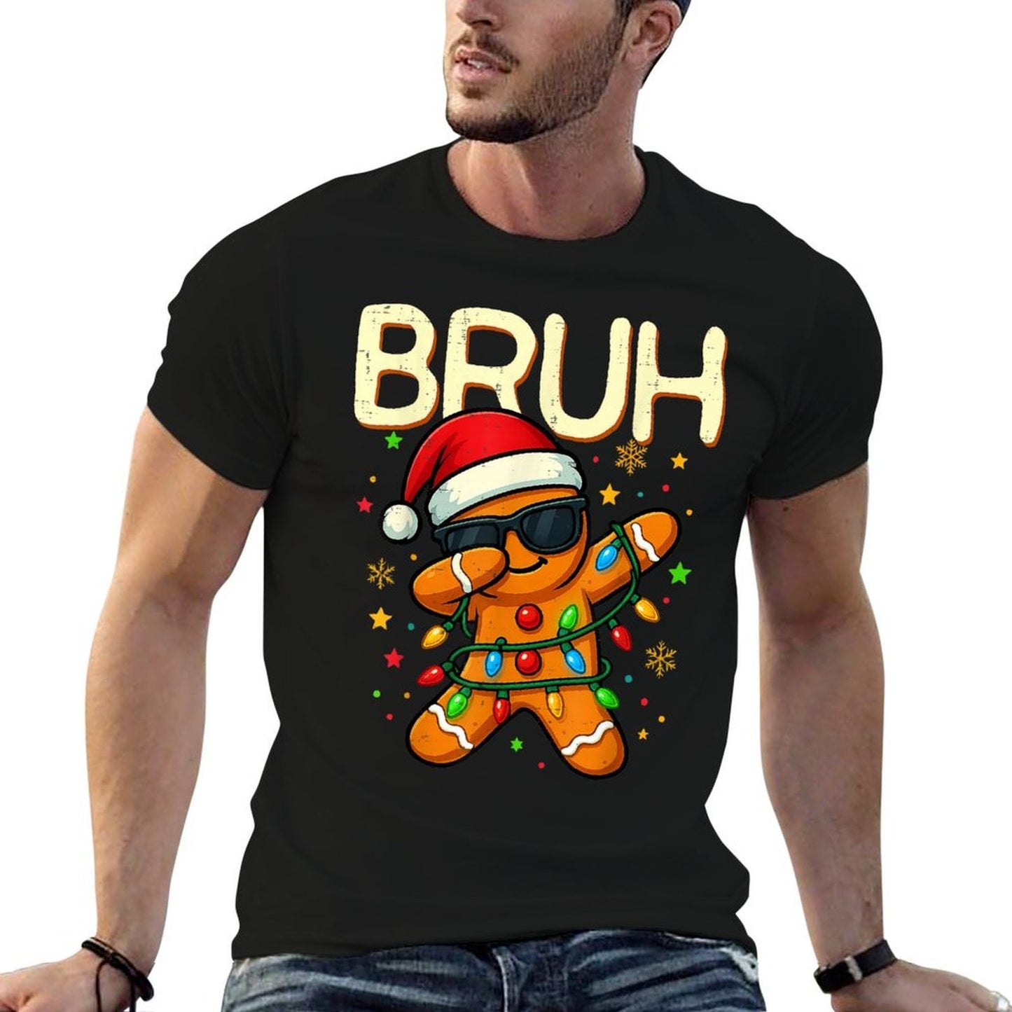 Bruh Christmas Gingerbread Man Funnyns Boys Kids  Tagless Design T-Shirt